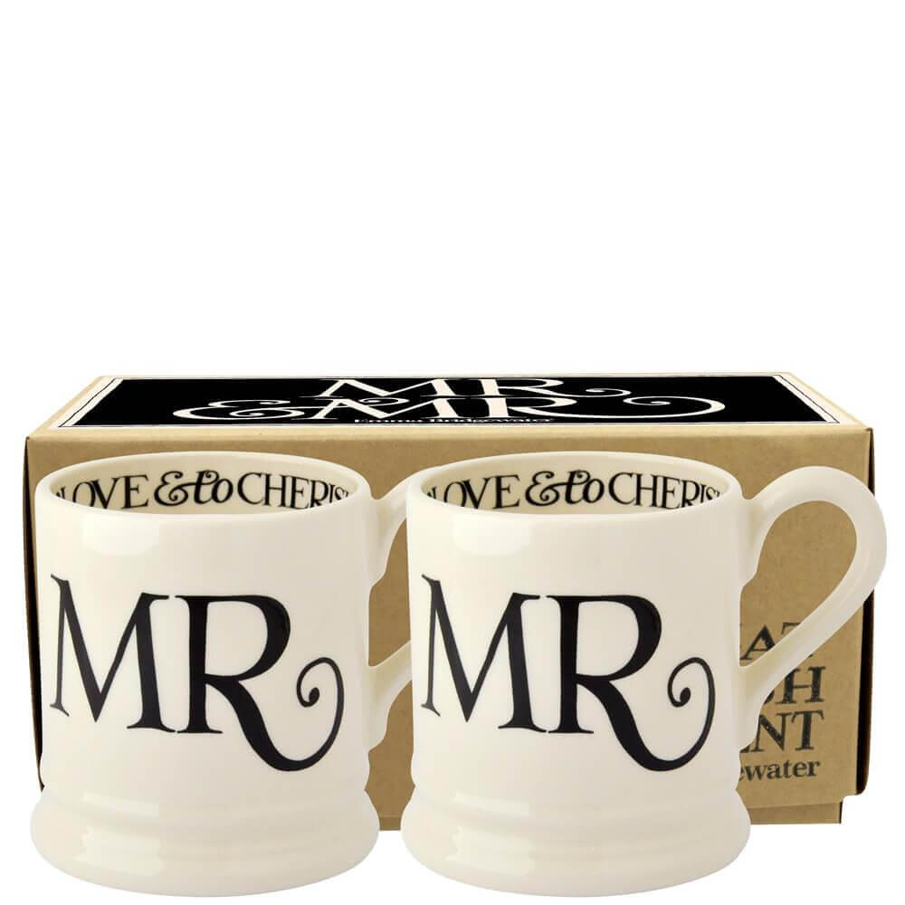 Emma Bridgewater Black Toast Mr & Mr Set of 2 Half Pint Mugs